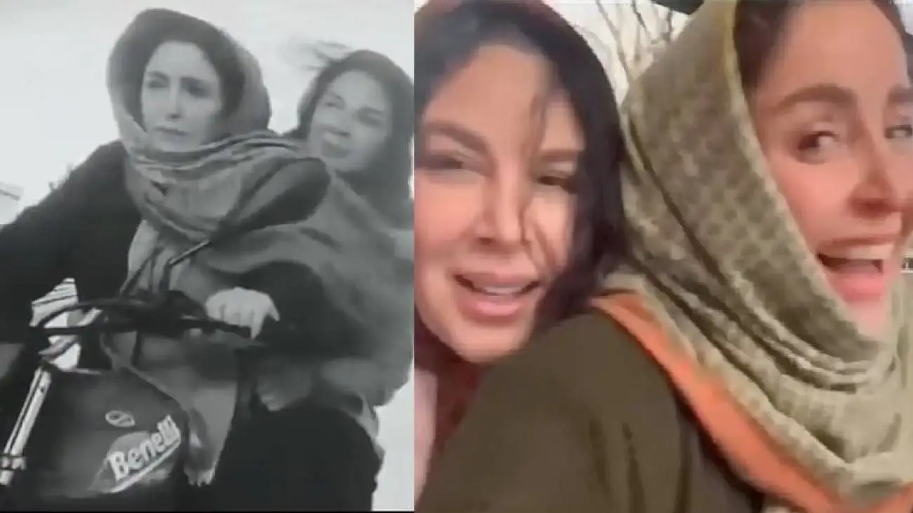 ویدیو  -  موتورسواری ژاله صامتی و شهره سلطانی در پشت صحنه یک سریال