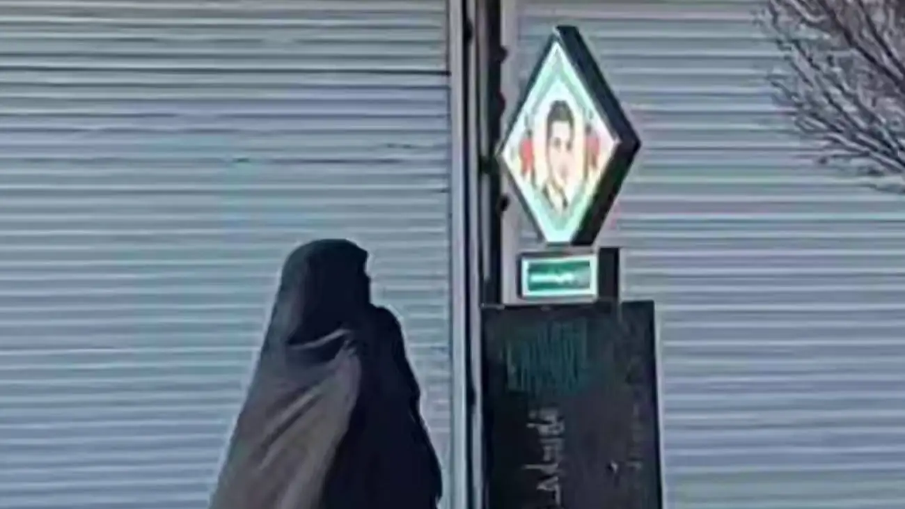 ویدیو  -  مادری که در سکوت، مقابل تابلوی فرزند شهیدش ایستاد