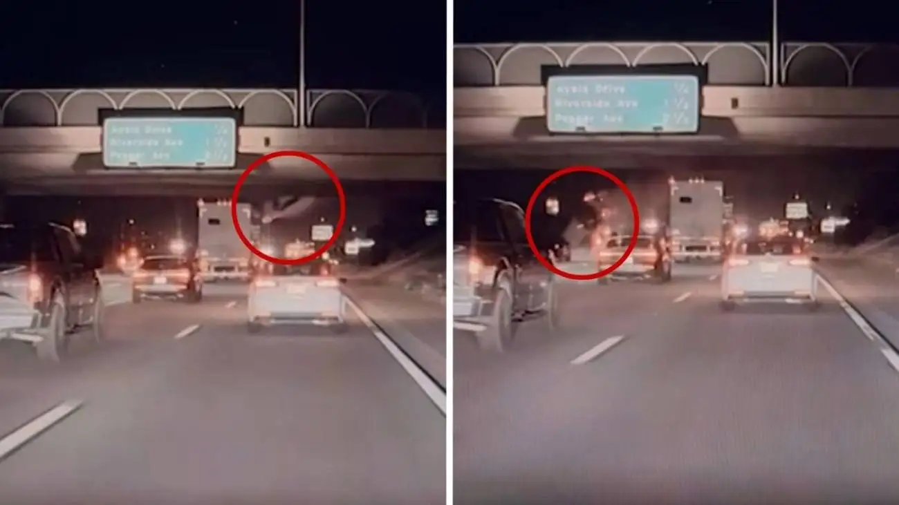 ویدیو  -  سقوط ناگوار وانت از روی پل روگذر؛ لحظه حادثه ضبط شد