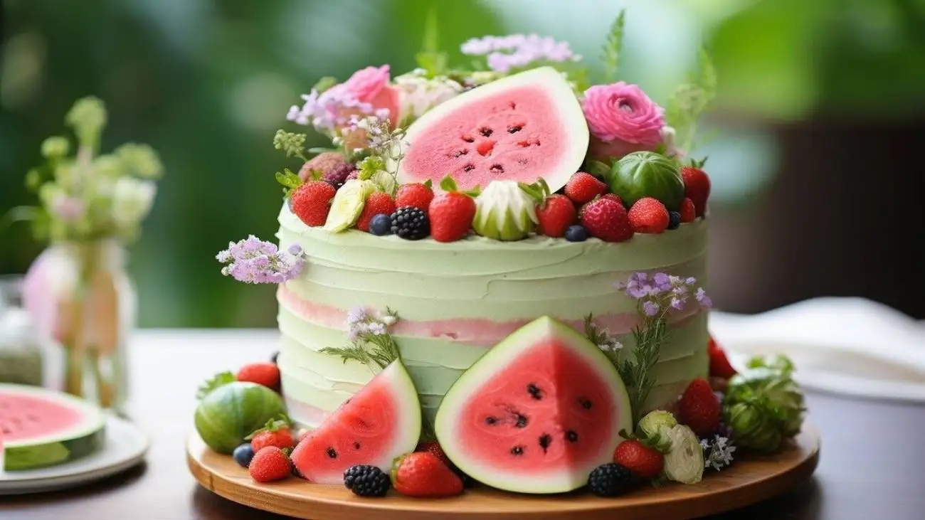 کیک هندوانه ای در قابلمه + آسان ترین روش تهیه  -  قشنگ ترین کیک شب یلدا را بدون فر درست کنید