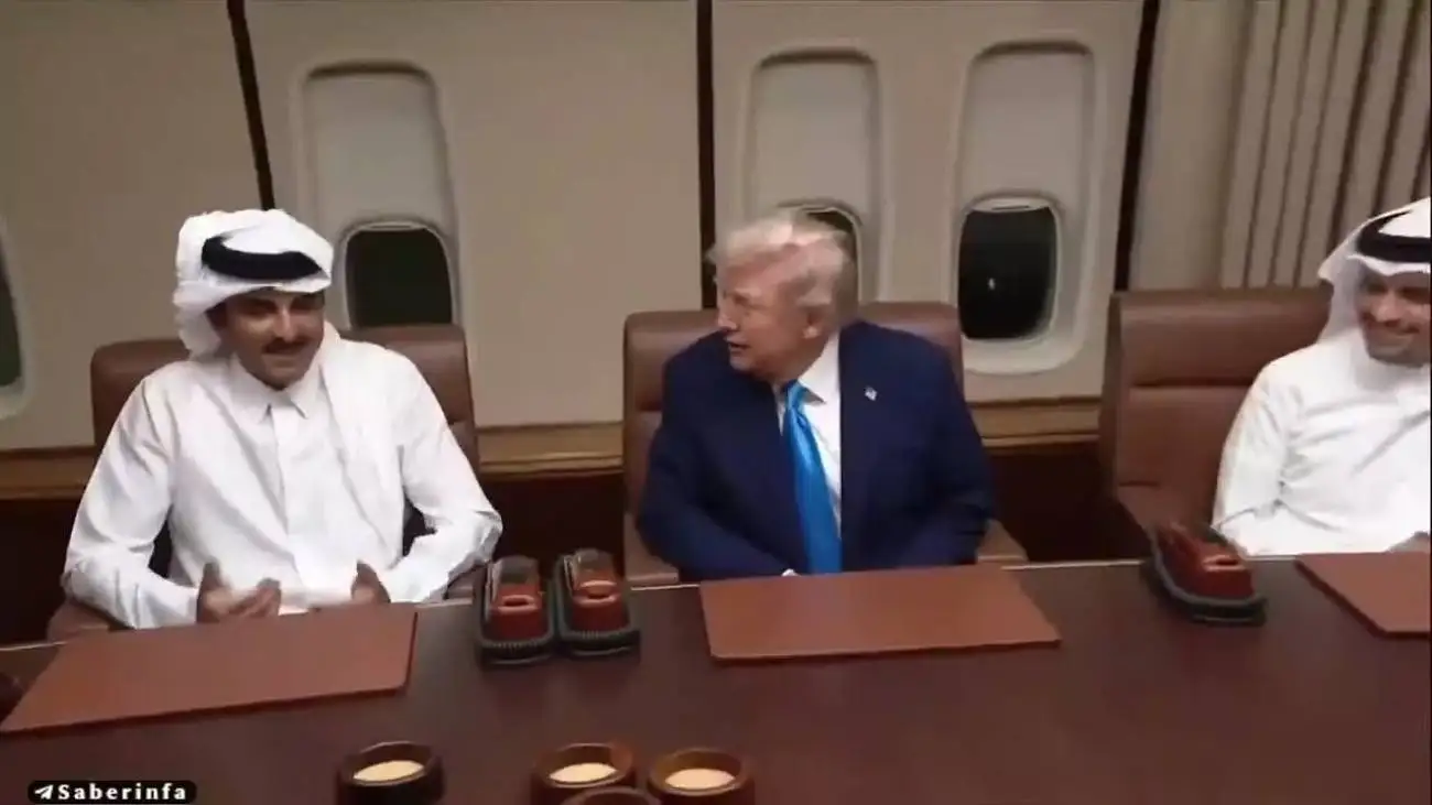 خودتحقیری به سبک قطری ها+ ویدئو  - ترامپ حتی از جت خود پیاده نشد