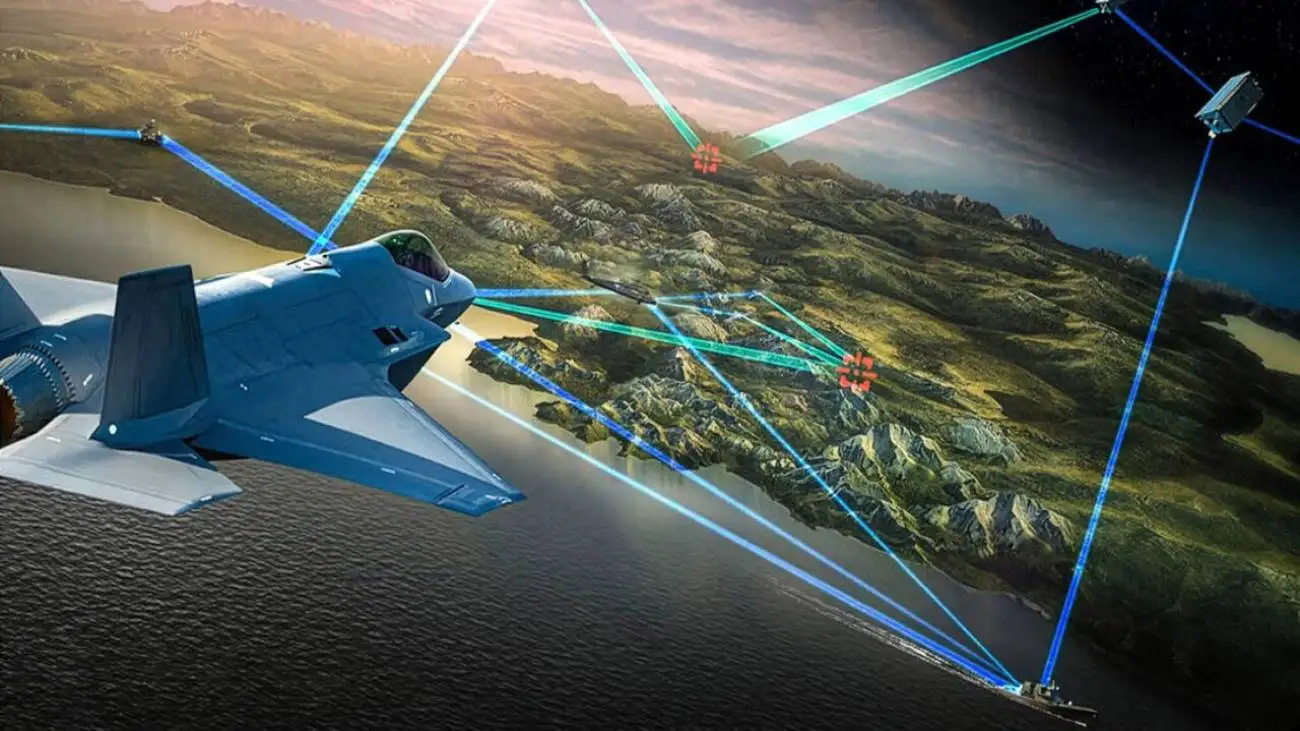شروع عصر فرماندهی هوشمند در جنگ های هوایی  -  جنگنده f22 در حال پرواز، پهپادها را فرماندهی کرد