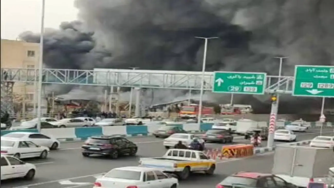 ویدیو  -  نمای نزدیک از آتش سوزی بازار جنت