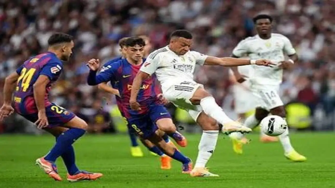 عکس -  لحظه ای که سوپرگل امباپه در الکلاسیکو سوخت