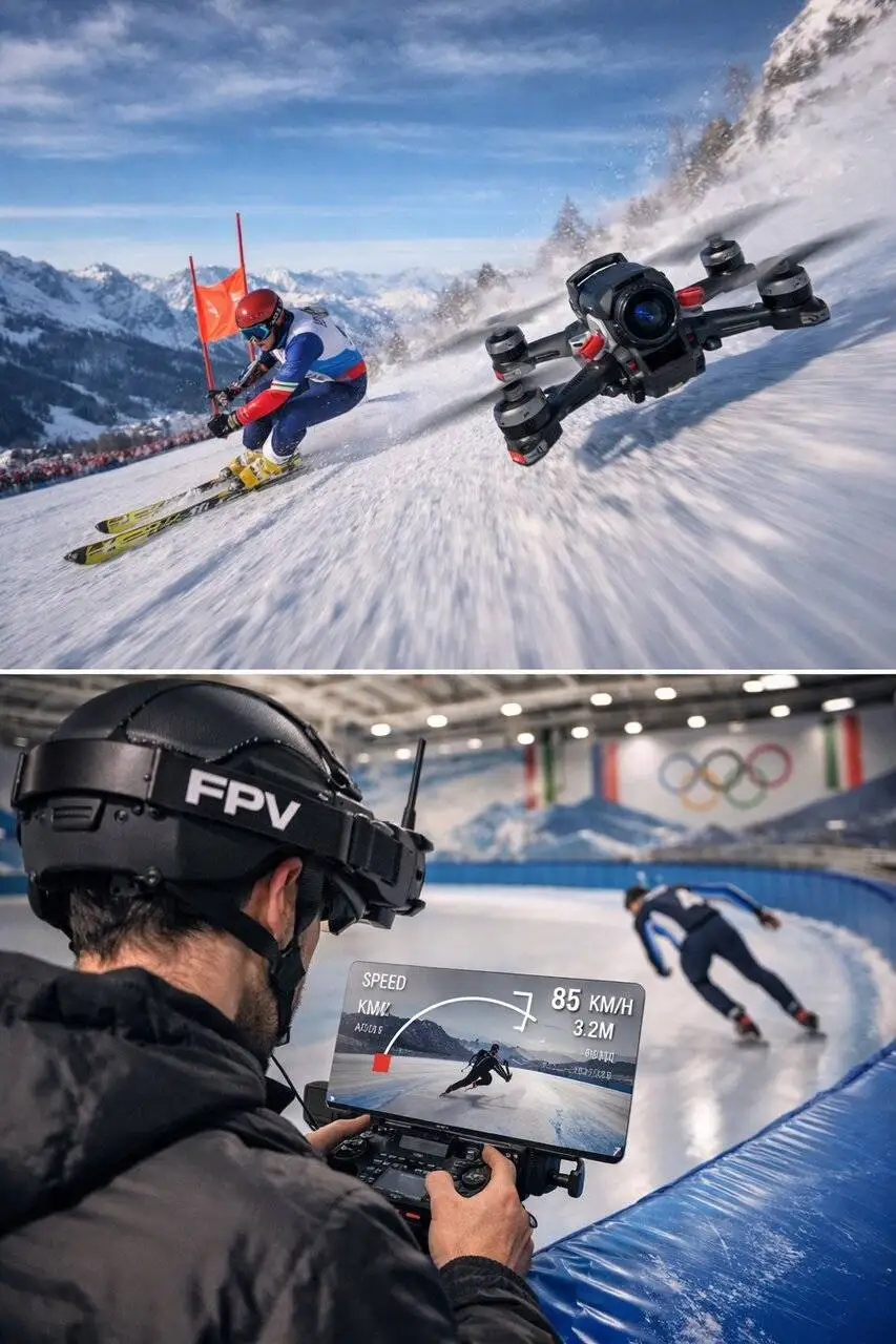 پهپادهایی که جلوی چشم ورزشکاران پرواز می کنند - تماشای تمام آنچه که اسکی باز می بیند