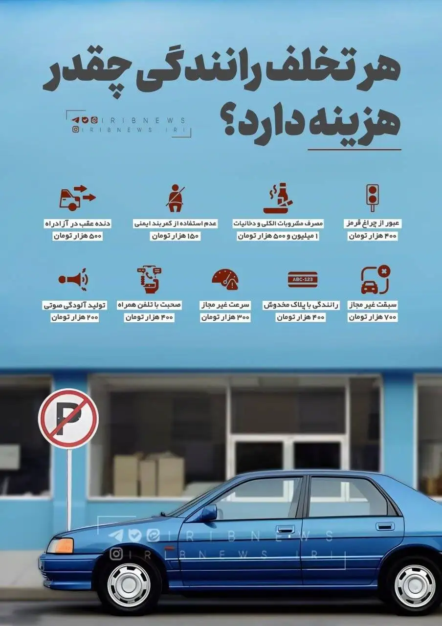 اینفوگرافیک - هر تخلف رانندگی چقدر هزینه دارد؟