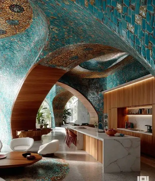 معماری باشکوه ترین خانه با کاشی کاری فیروزه ای و طاق های اصیل ایرانی که جهان را شگفت زده کرد - پشت این سادگی جهانی از خلاقیت پنهان است + عکس