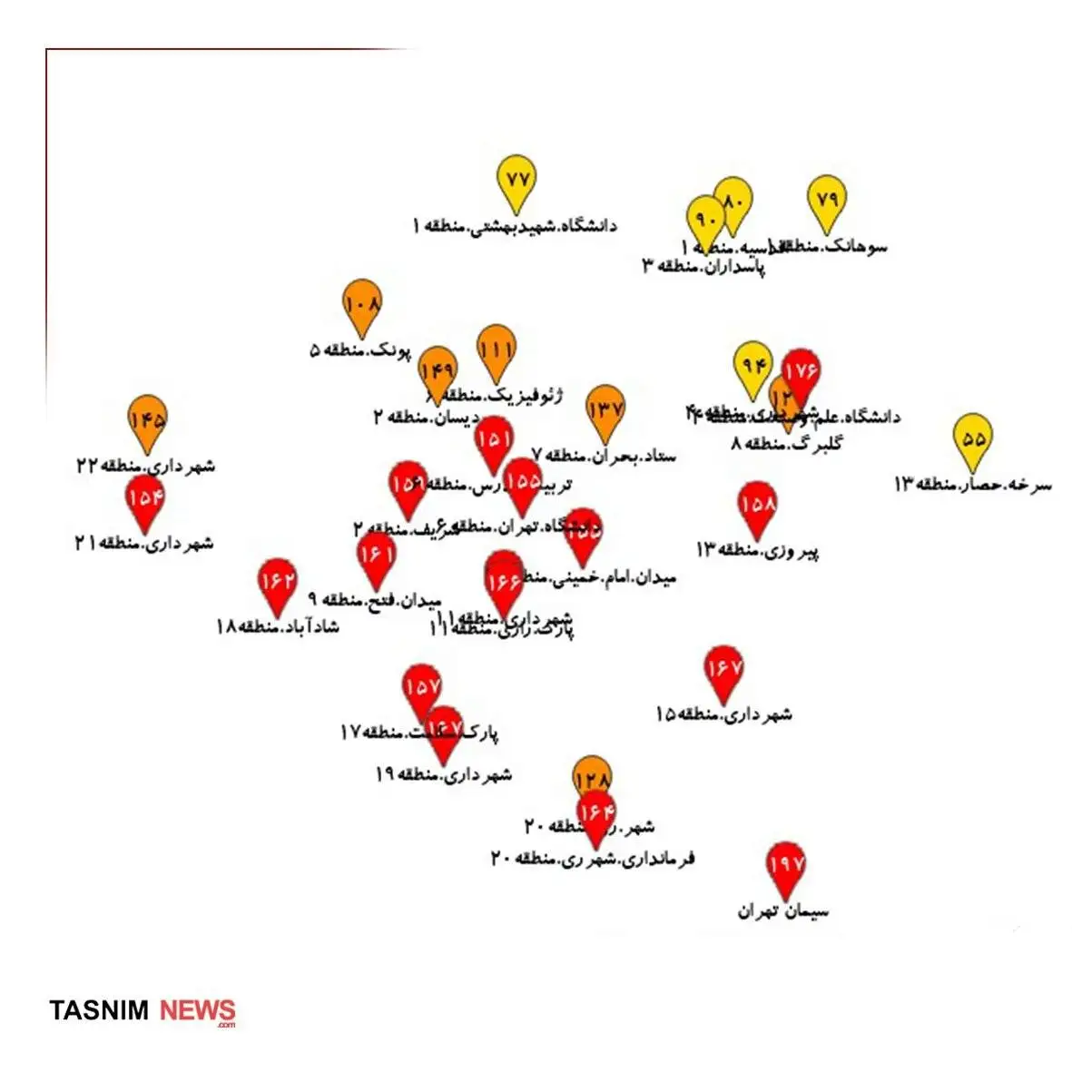 هوای اکثر مناطق مرکزی تهران در وضعیت قرمز - تصویر
