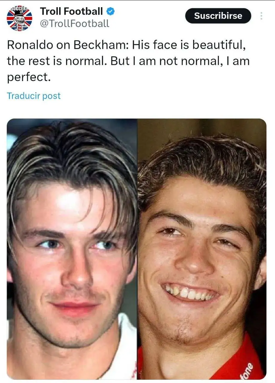 رونالدو: قیافه بکام خوب است اما من بی نقصم!