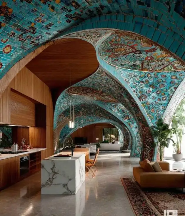 معماری باشکوه ترین خانه با کاشی کاری فیروزه ای و طاق های اصیل ایرانی که جهان را شگفت زده کرد - پشت این سادگی جهانی از خلاقیت پنهان است + عکس