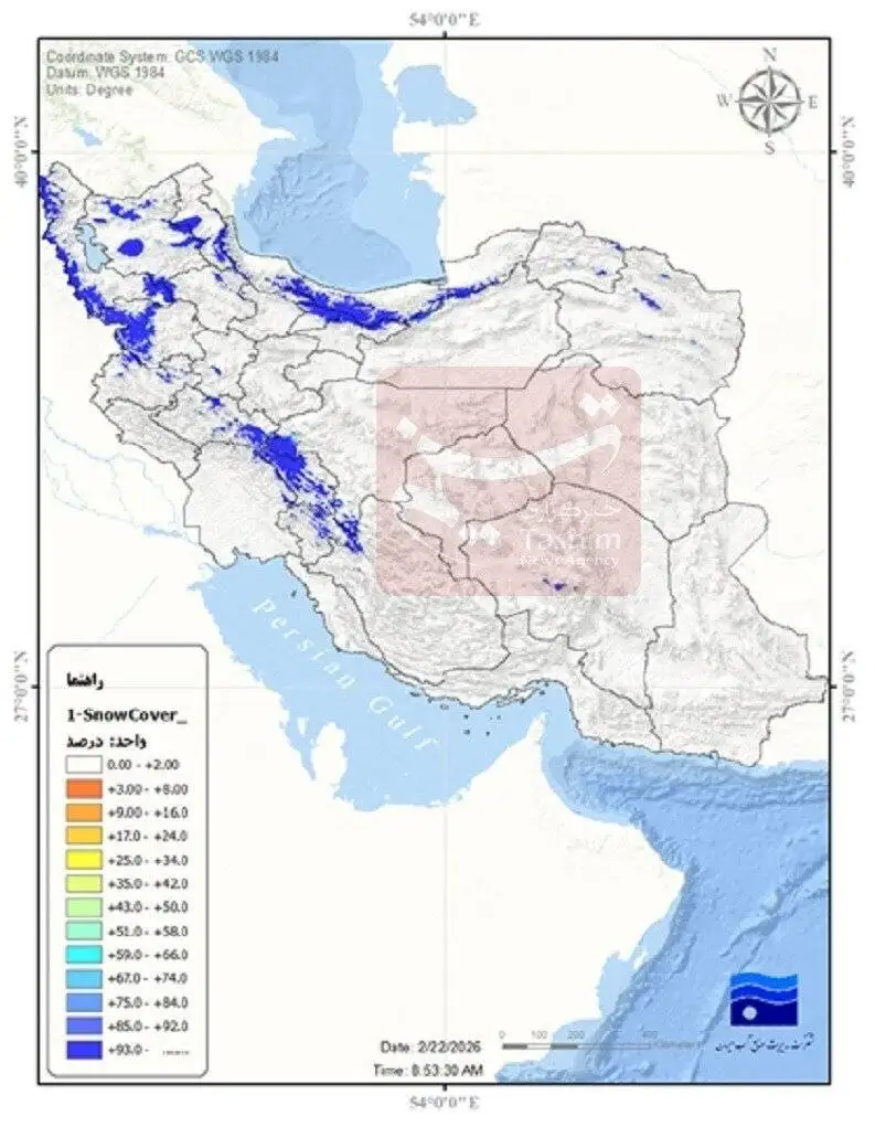 کاهش 70 درصدی پوشش برفی ایران