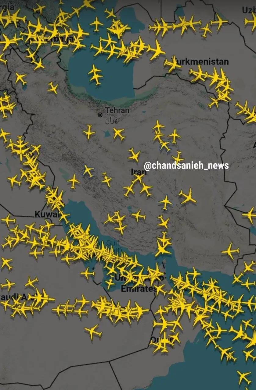 تصویر - وضعیت فعلی پروازها در آسمان ایران