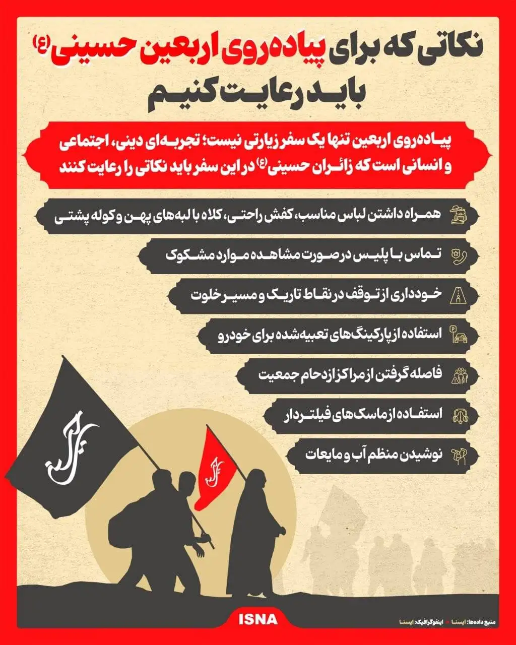 تصویر - 7 نکته حیاتی برای زائران پیاده روی اربعین حسینی (ع)