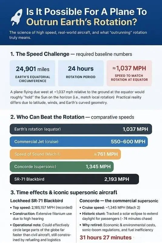 اگر سرعت هواپیما از سرعت چرخش زمین بیشتر باشد، چه می شود؟