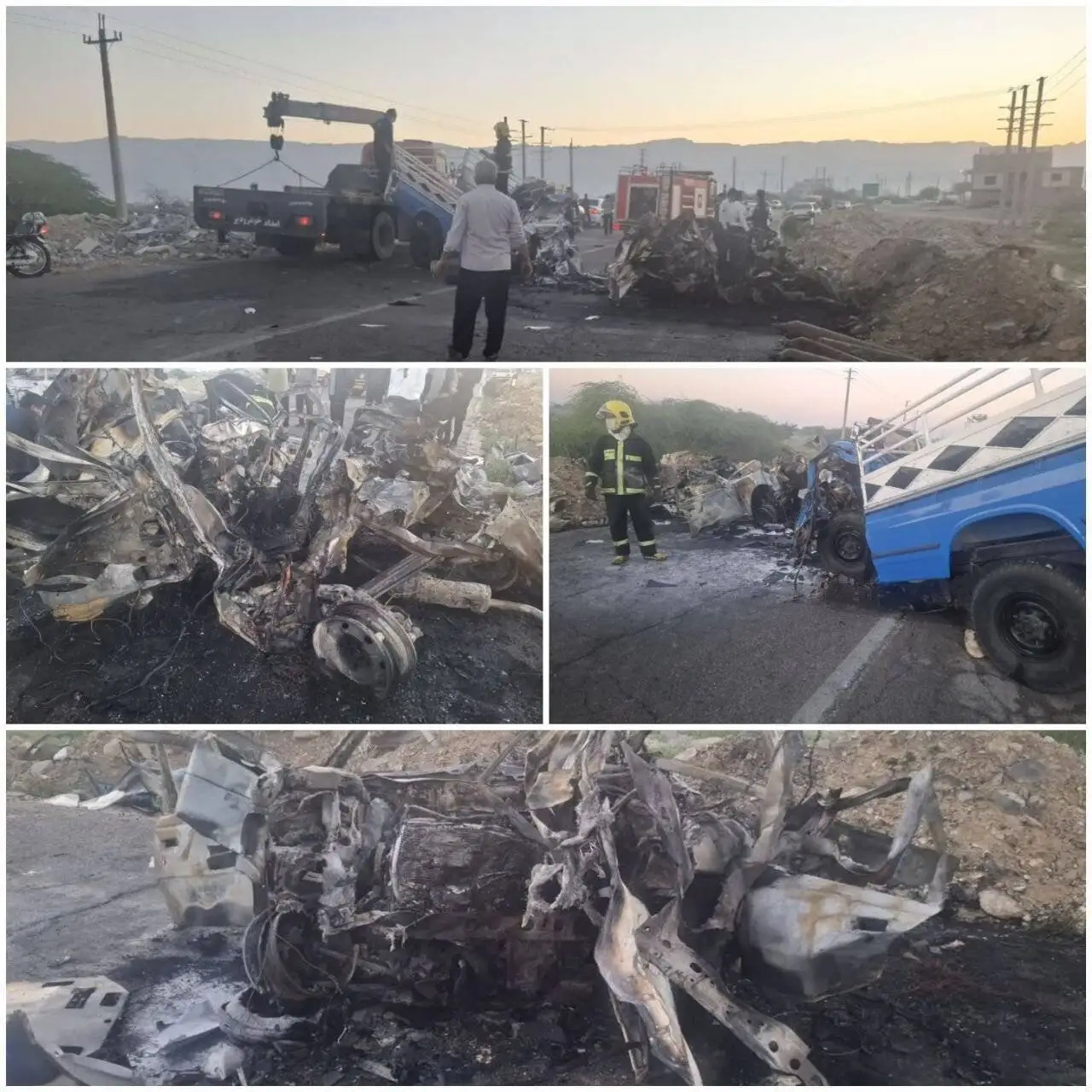 4 کشته در تصادف و انفجار ناگوار نیسان حامل کپسول گاز با پژو + تصاویر