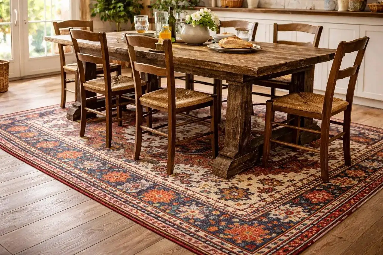 چه فرشی برای زیر میز ناهارخوری مناسب است؟ توضیحات + بهترین انتخاب