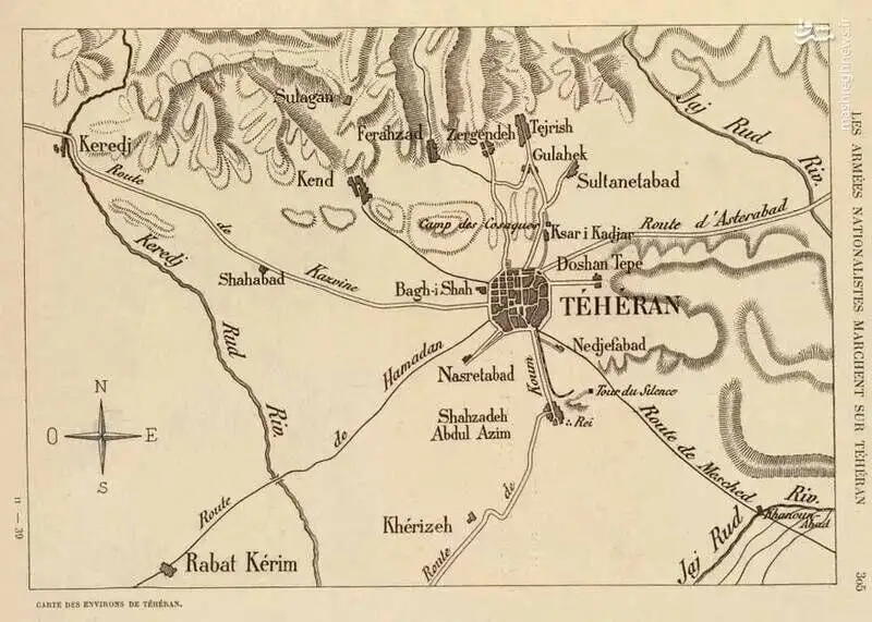 تصویر - تصویری جالب از نقشه شهر تهران و اطراف در سال 1277 خورشیدی