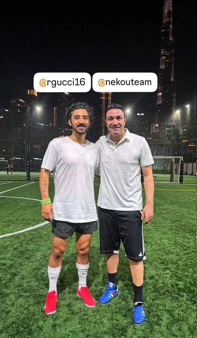 عکس - دیدار دو ملی پوش سابق ایران زیر برج خلیفه!