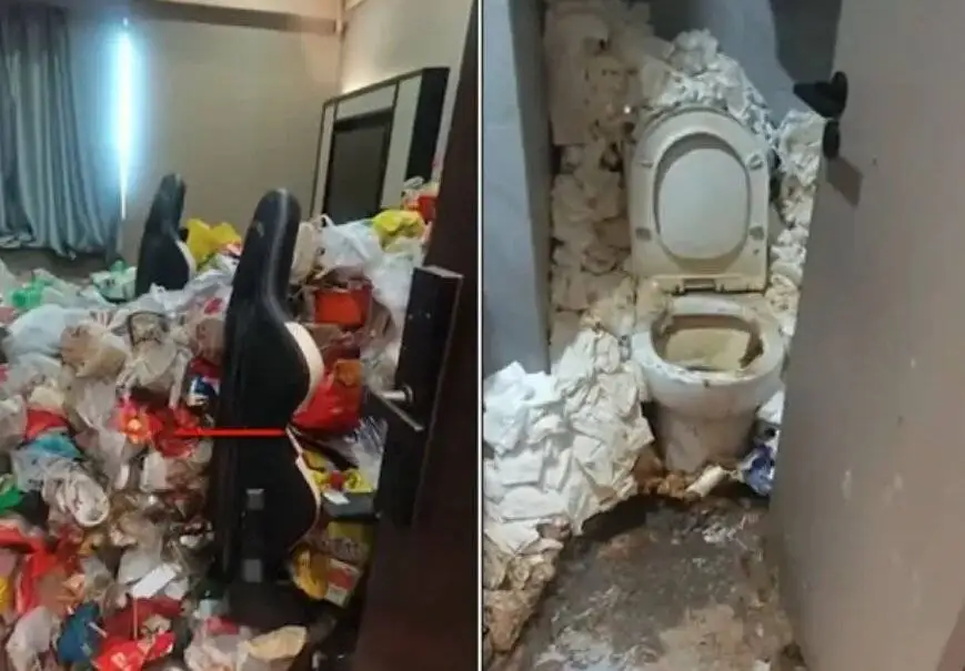 گیمر چینی اتاق هتلی را به ویرانه ای از زباله تبدیل کرد - عکس