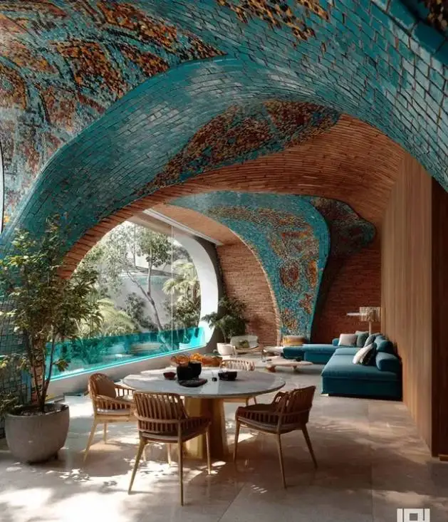 معماری باشکوه ترین خانه با کاشی کاری فیروزه ای و طاق های اصیل ایرانی که جهان را شگفت زده کرد - پشت این سادگی جهانی از خلاقیت پنهان است + عکس