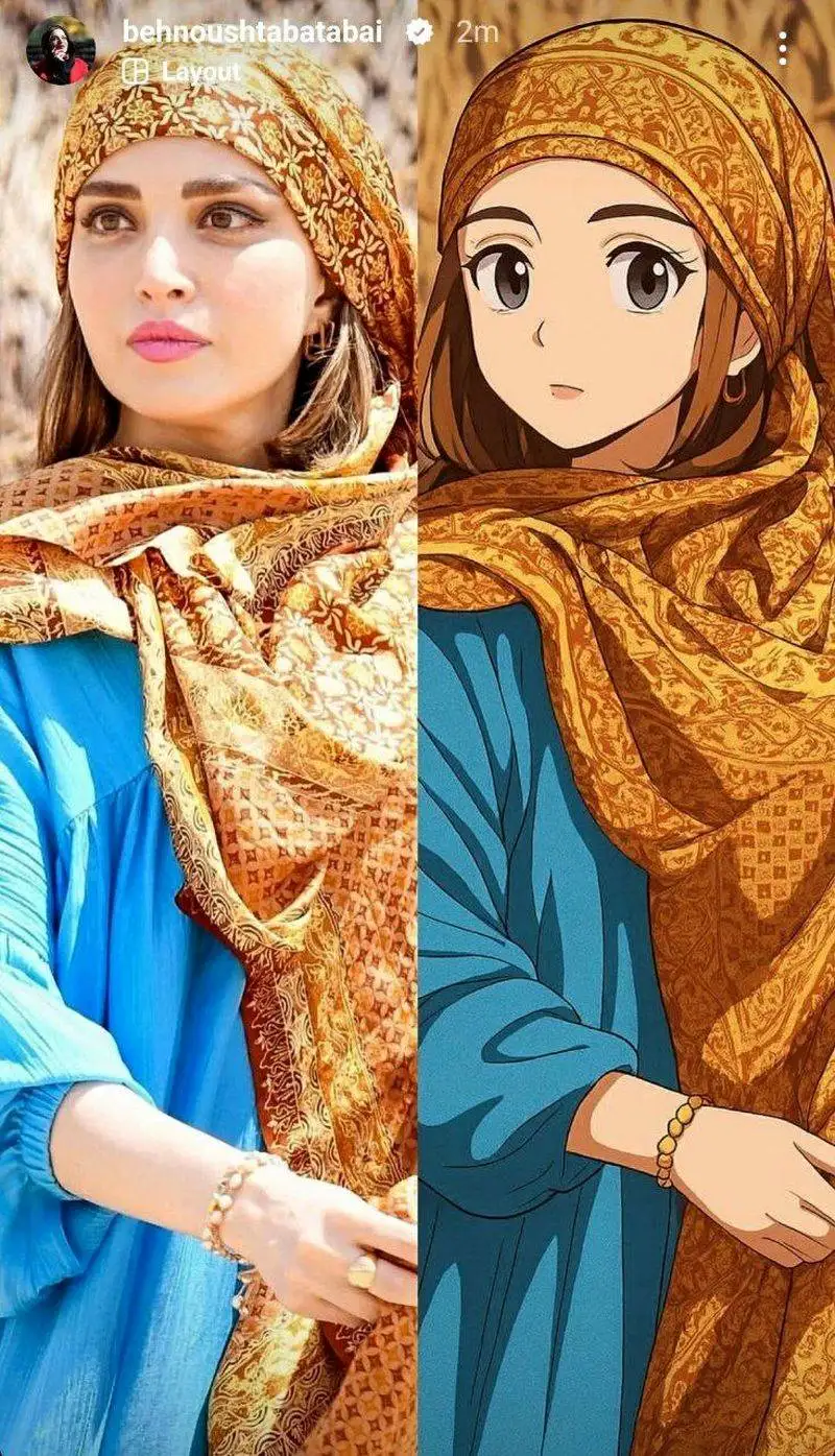 عکس انیمه بهنوش طباطبایی از خودش ! - چقدر قشنگ و نازه !