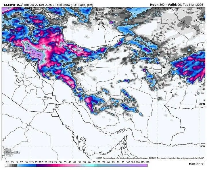 هشدار بارش باران و برف در 10 استان - سامانه بارشی جدید در راه تهران